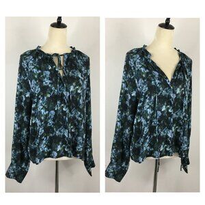 CLOTH & STONE Anthropologie MultiColor Floral Print Tie Collar Button Shirt